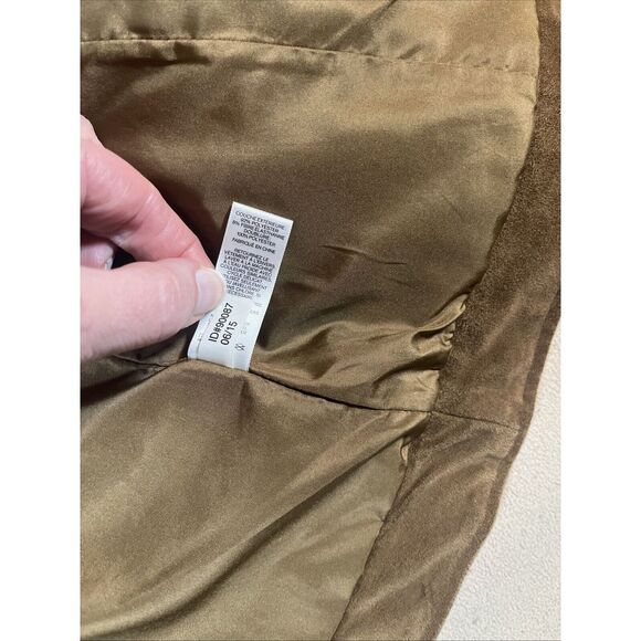 Express‎ Faux Leather Jacket Coat Suede Women S Brown Fringe Western Y2K Boho - Picture 7 of 11